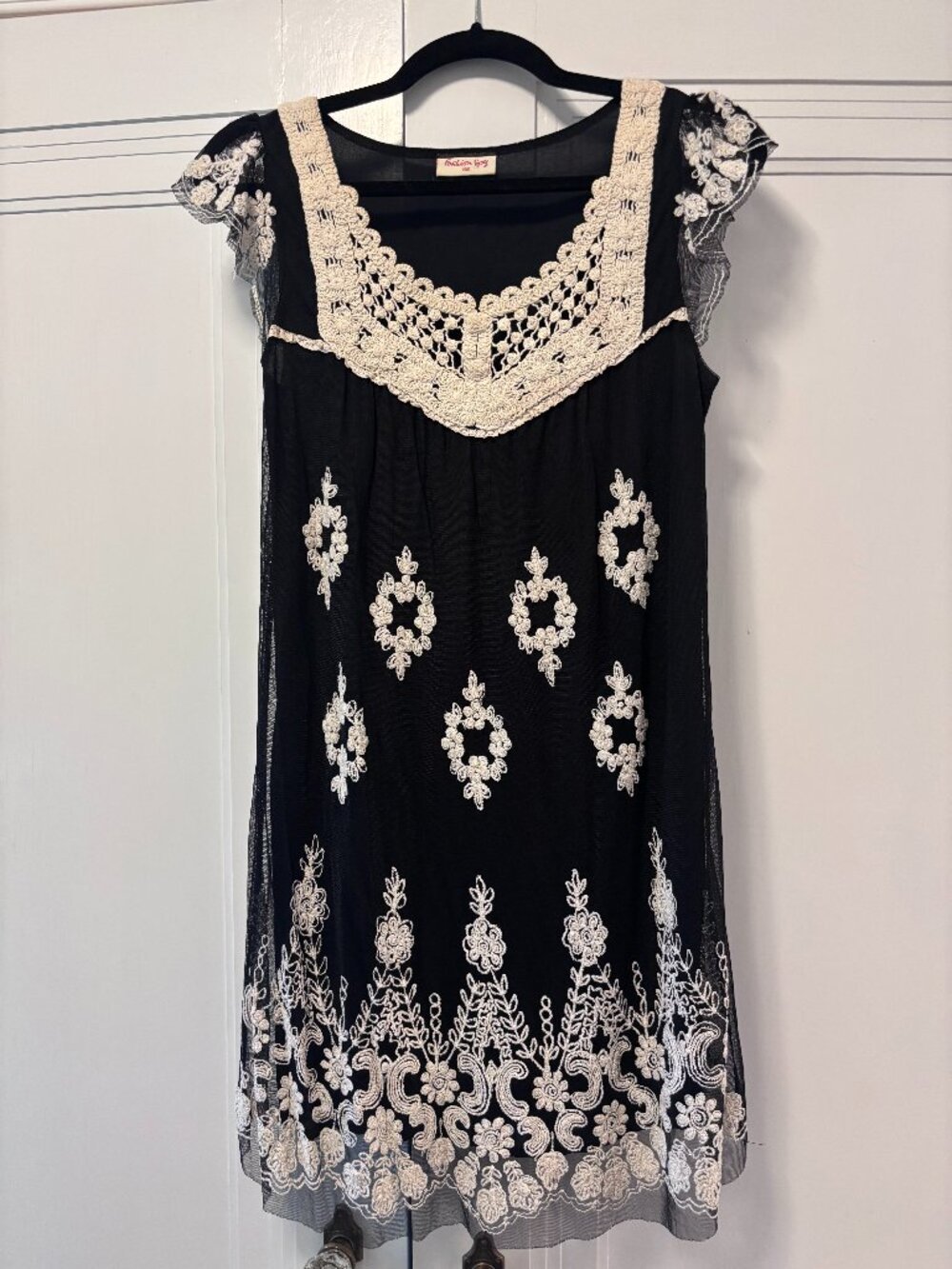 Black and white floral mini dress